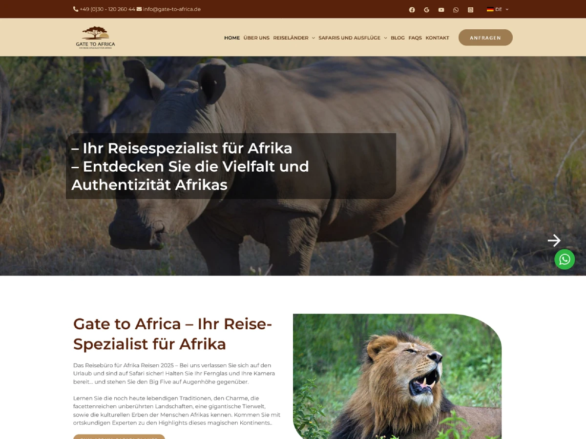 Gate To Africa website screenshot — project by Johnnybits